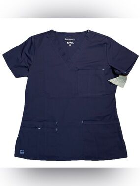 NWT Maevn Scrub Top Women's Size XS Medical 3Pocket V-Neck Relaxed fit Navy Blue